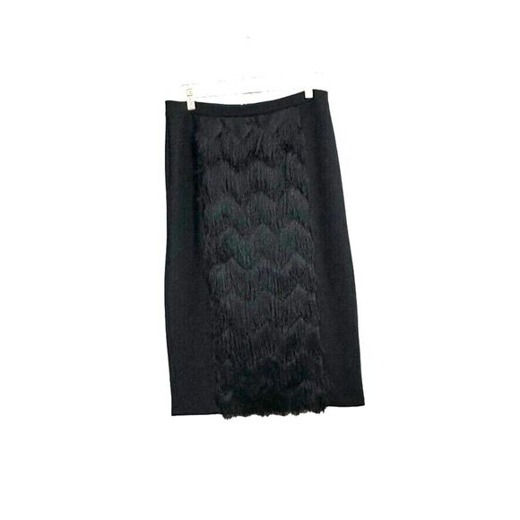 I Love Ronson Skirt Women's L Black Y2K Pencil Fringe Whimsical Goth Business - Picture 1 of 7